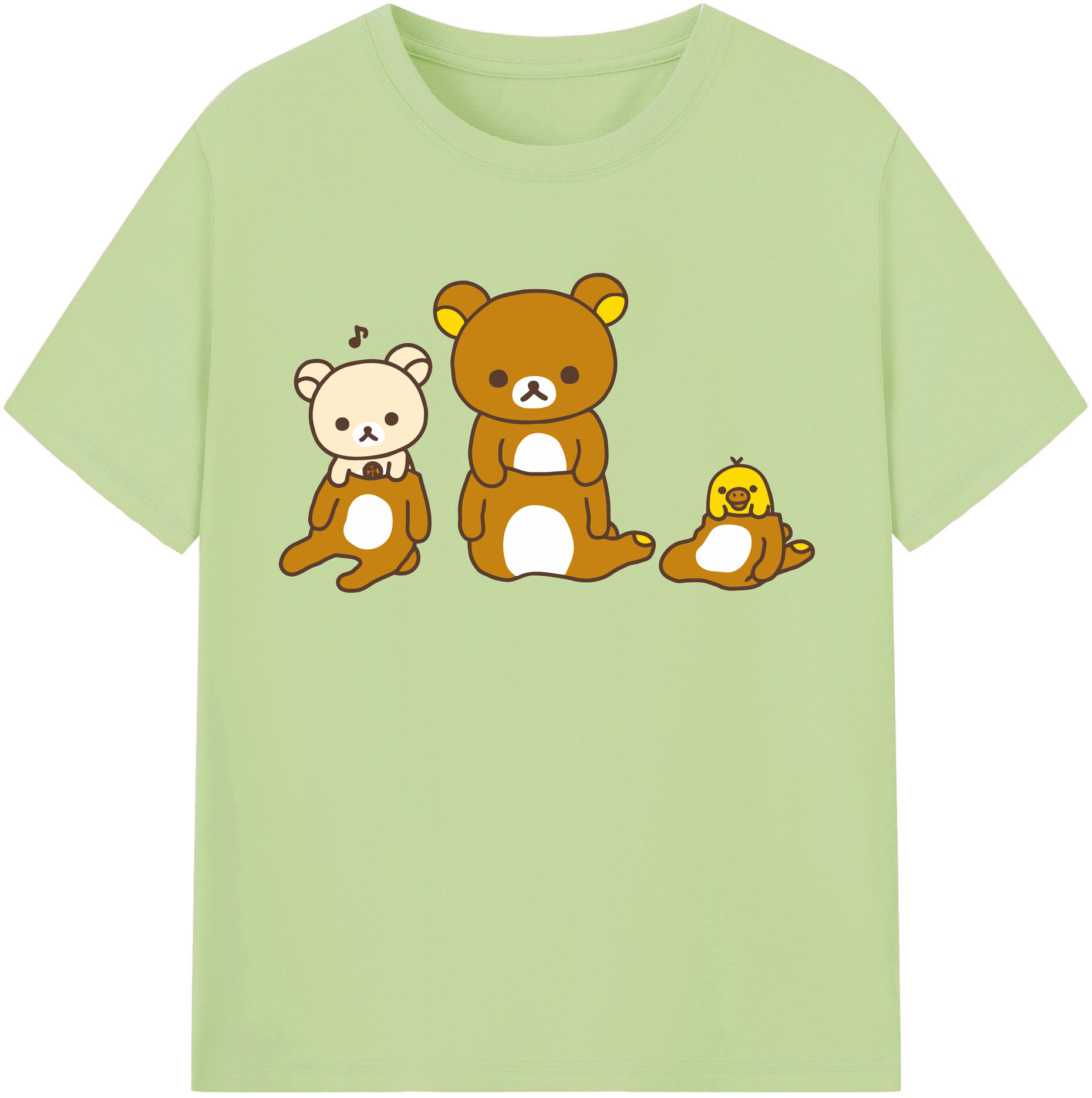 （画像用） リラックマ リラックマ キイロイトリ Rilakkuma Korilakkuma Kiiroitori 綿100％半袖Tシャツ（フロントプリント）
